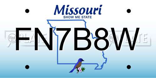 FN7B8W Missouri License Plate