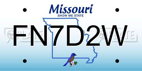 FN7D2W Missouri License Plate