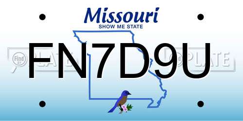 FN7D9U Missouri License Plate