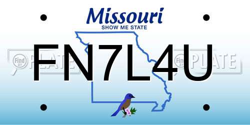FN7L4U Missouri License Plate