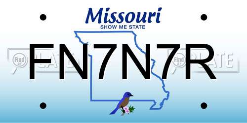 FN7N7R Missouri License Plate
