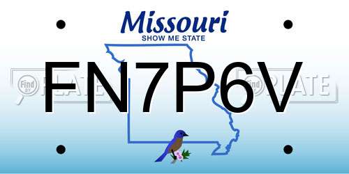 FN7P6V Missouri License Plate
