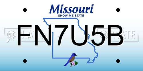 FN7U5B Missouri License Plate