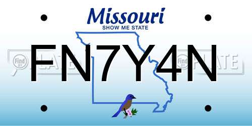 FN7Y4N Missouri License Plate