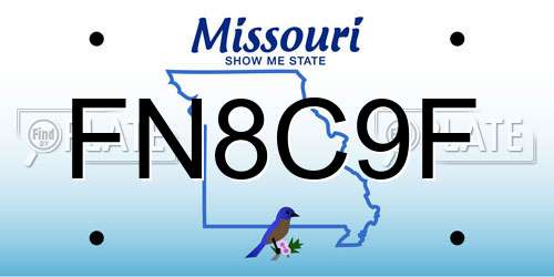 FN8C9F Missouri License Plate