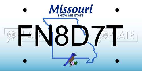 FN8D7T Missouri License Plate