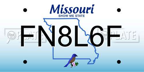 FN8L6F Missouri License Plate