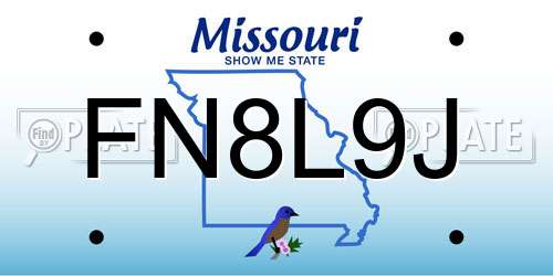 FN8L9J Missouri License Plate