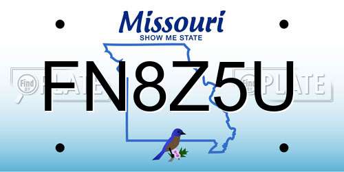 FN8Z5U Missouri License Plate
