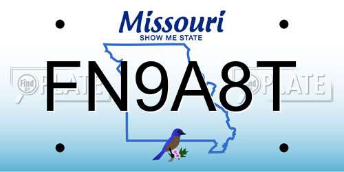 FN9A8T Missouri License Plate