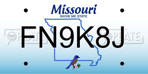 FN9K8J Missouri License Plate