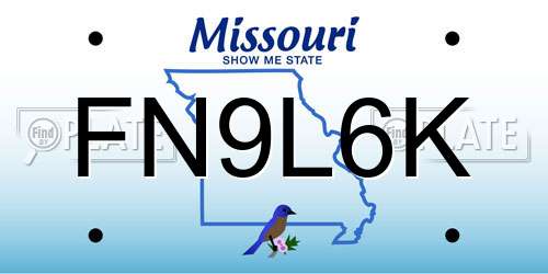 FN9L6K Missouri License Plate