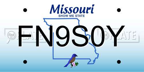 FN9S0Y Missouri License Plate