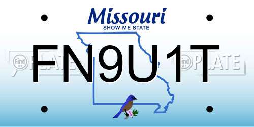 FN9U1T Missouri License Plate