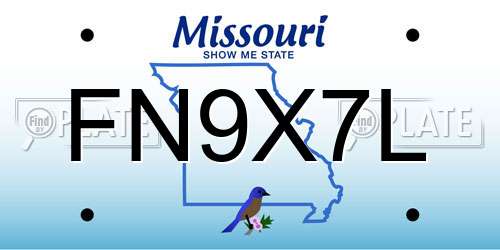 FN9X7L Missouri License Plate