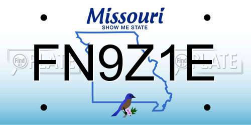 FN9Z1E Missouri License Plate