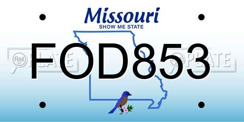 FOD853 Missouri License Plate