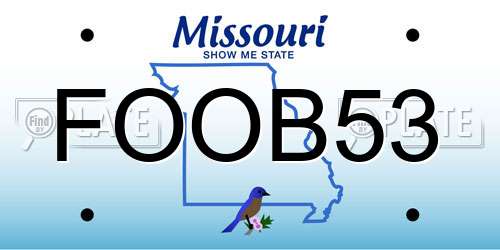 FOOB53 Missouri License Plate