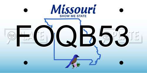 FOQB53 Missouri License Plate