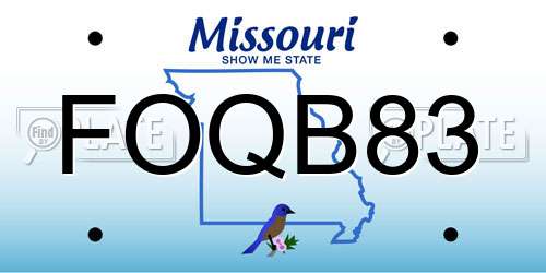 FOQB83 Missouri License Plate