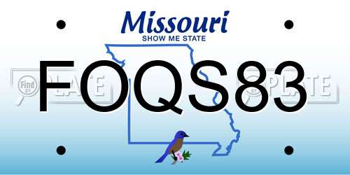 FOQS83 Missouri License Plate