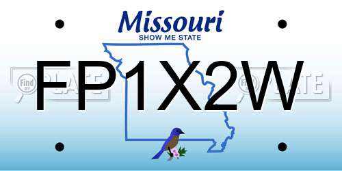 FP1X2W Missouri License Plate