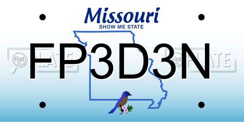 FP3D3N Missouri License Plate