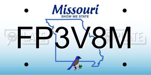 FP3V8M Missouri License Plate