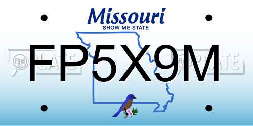 FP5X9M Missouri License Plate