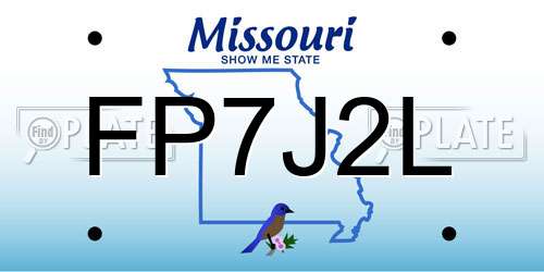 FP7J2L Missouri License Plate