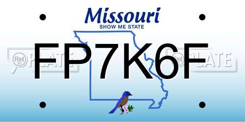 FP7K6F Missouri License Plate