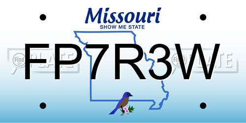 FP7R3W Missouri License Plate
