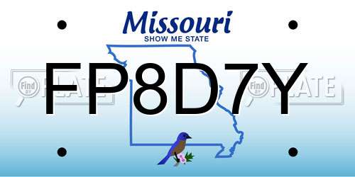 FP8D7Y Missouri License Plate