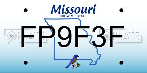 FP9F3F Missouri License Plate