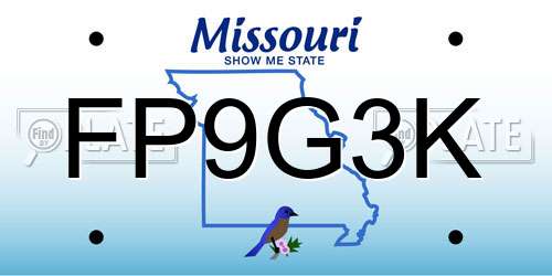 FP9G3K Missouri License Plate