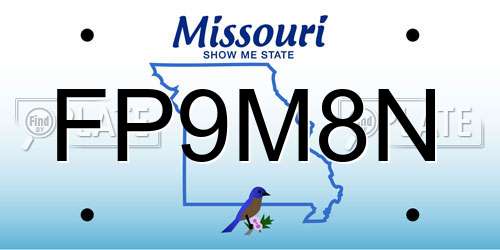 FP9M8N Missouri License Plate