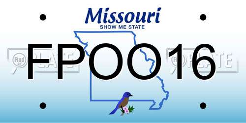 FPOO16 Missouri License Plate