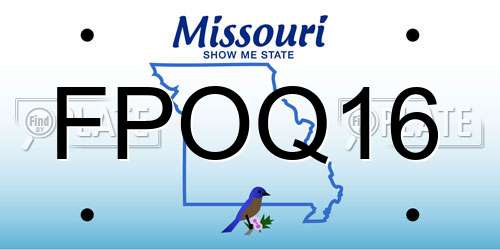 FPOQ16 Missouri License Plate