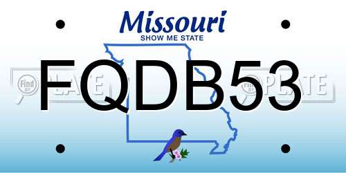 FQDB53 Missouri License Plate