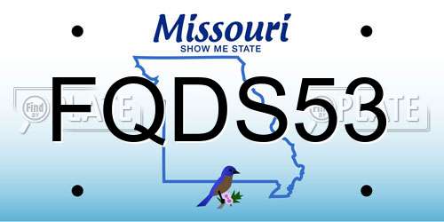 FQDS53 Missouri License Plate