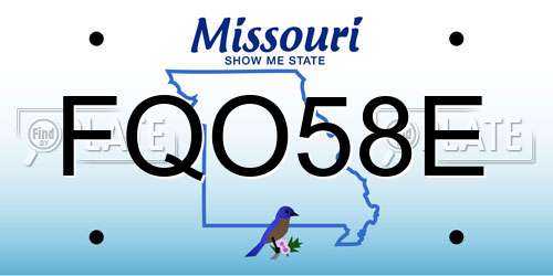 FQO58E Missouri License Plate