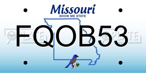 FQOB53 Missouri License Plate