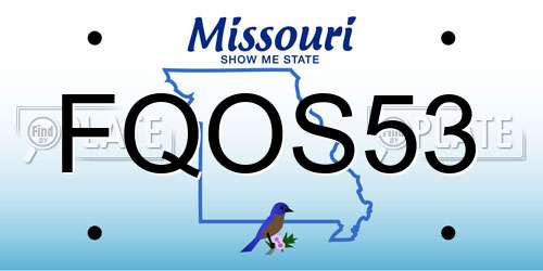 FQOS53 Missouri License Plate