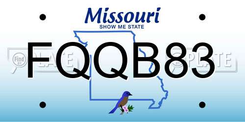 FQQB83 Missouri License Plate