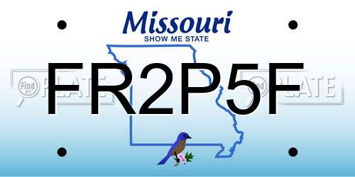 FR2P5F Missouri License Plate