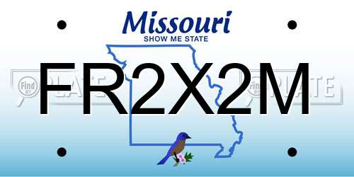 FR2X2M Missouri License Plate