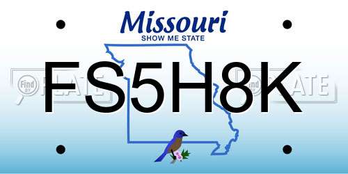 FS5H8K Missouri License Plate
