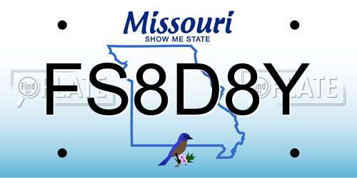 FS8D8Y Missouri License Plate