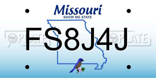 FS8J4J Missouri License Plate