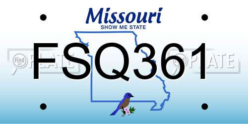 FSQ361 Missouri License Plate